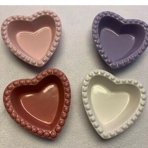 Williams Sonoma beaded Heart Shaped Dessert Dishes NIB-set of 4- mixed colors